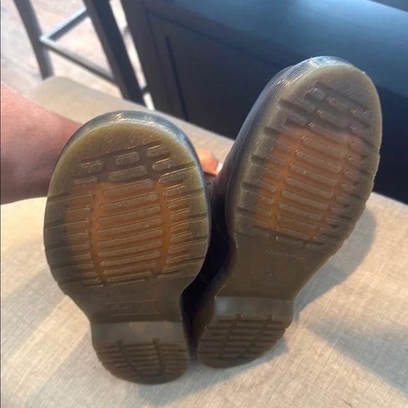 Dr. Martens Black Leather Boots with Yellow Accents Worn Once - Picture 3 of 3